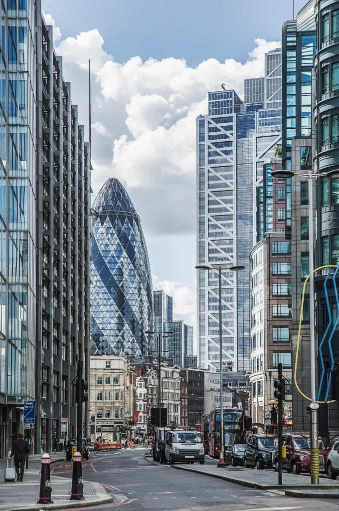 view of city street and gherkin building london 2026 01 05 22 54 47 utc.webp
